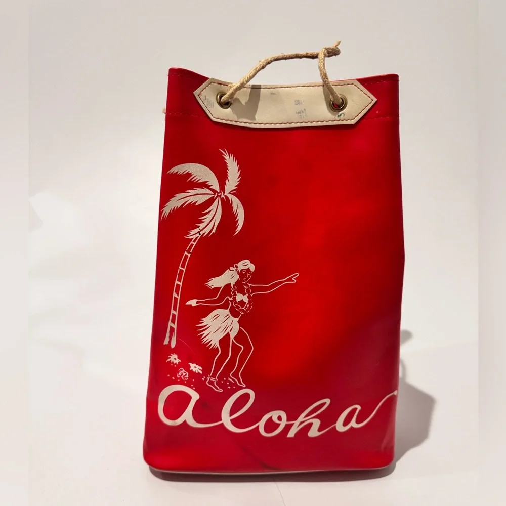 Vintage Aloha Red Vinyl Tote Bag